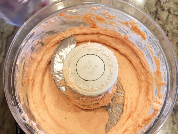 The mousse ingredients were processed in the food processor.