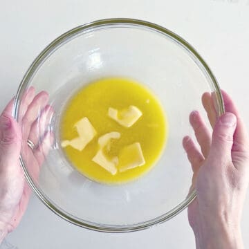 Melted butter in a bowl.