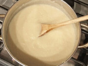 Heavy cream was added to the soup.