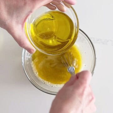 Adding the olive oil.