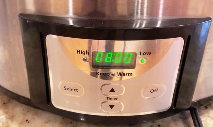 The slow cooker was set to eight hours on low.