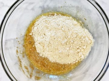 Almond flour was added to the bowl.
