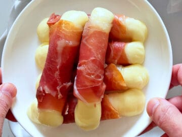 The mozzarella is served on a plate.