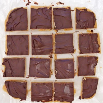 The mixture was cut into squares.