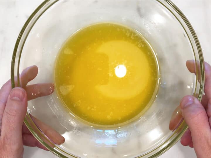 The butter was melted in a bowl.