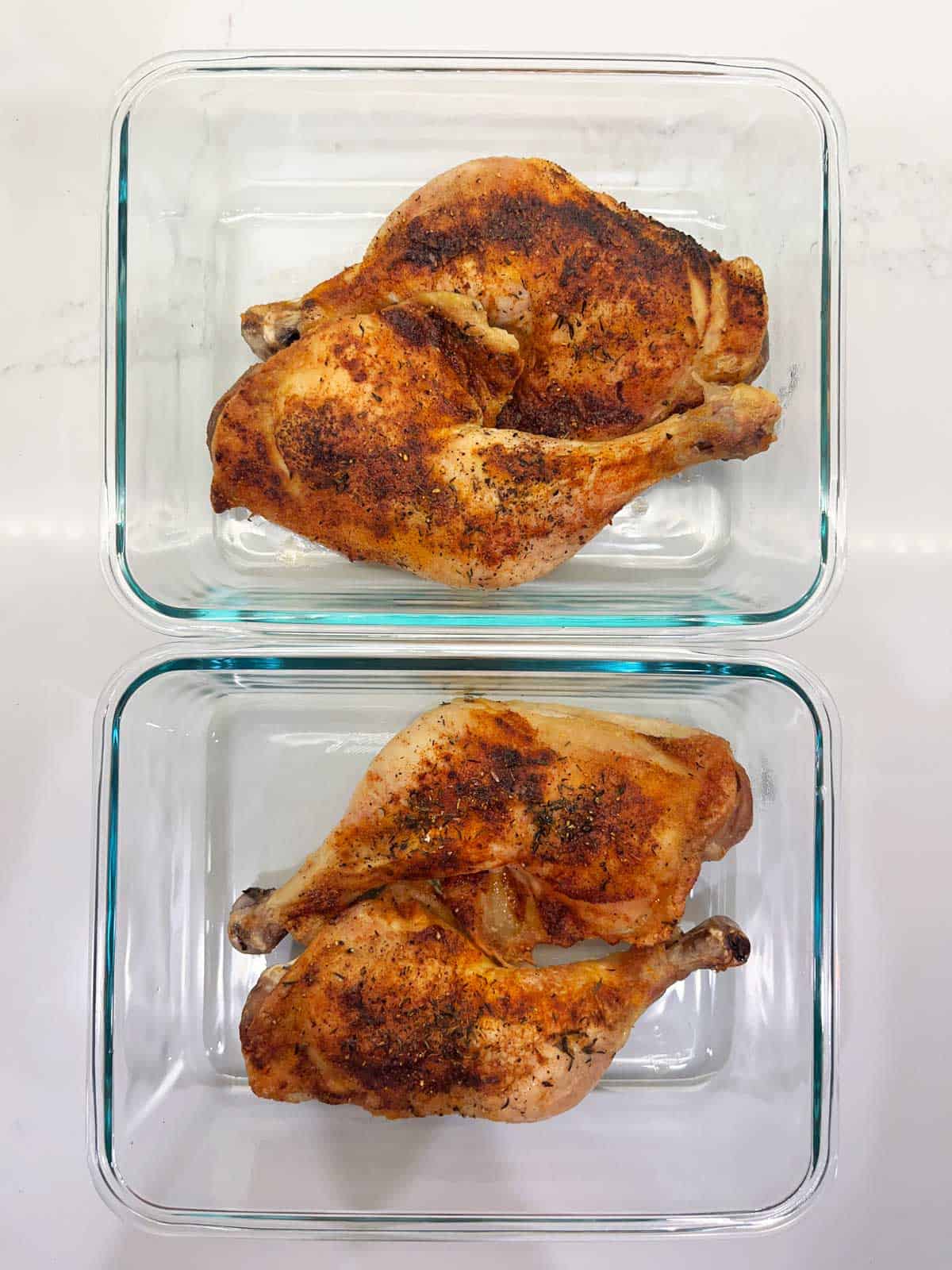 How to store leftover chicken quarters.