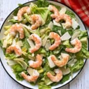 Caesar salad with shrimp.