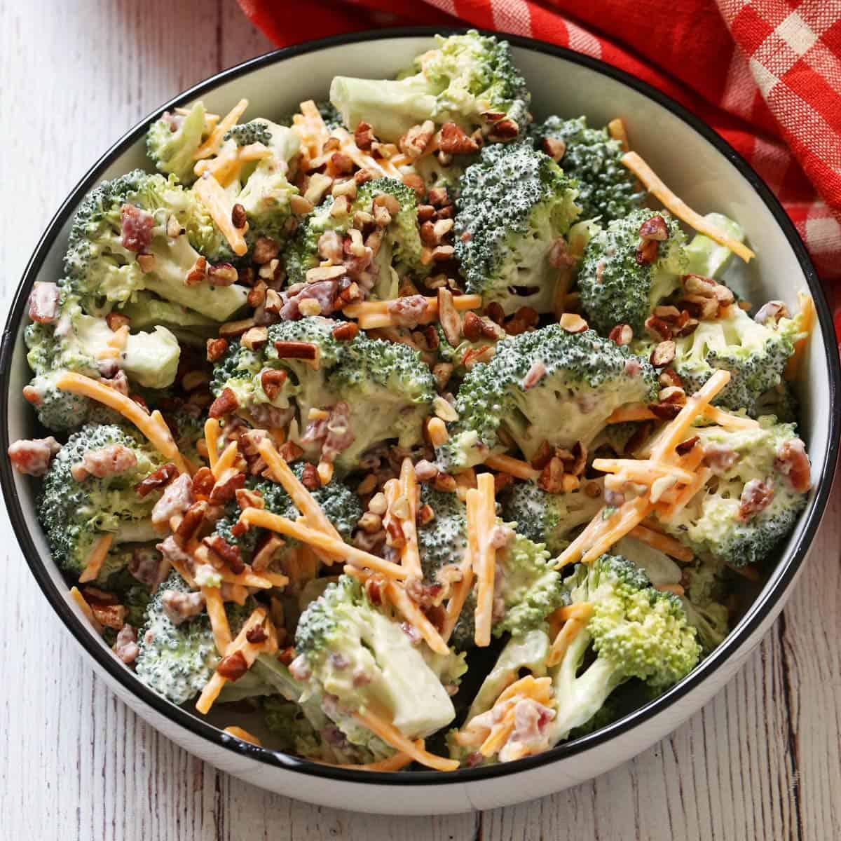 Broccoli salad variation with chopped pecans.