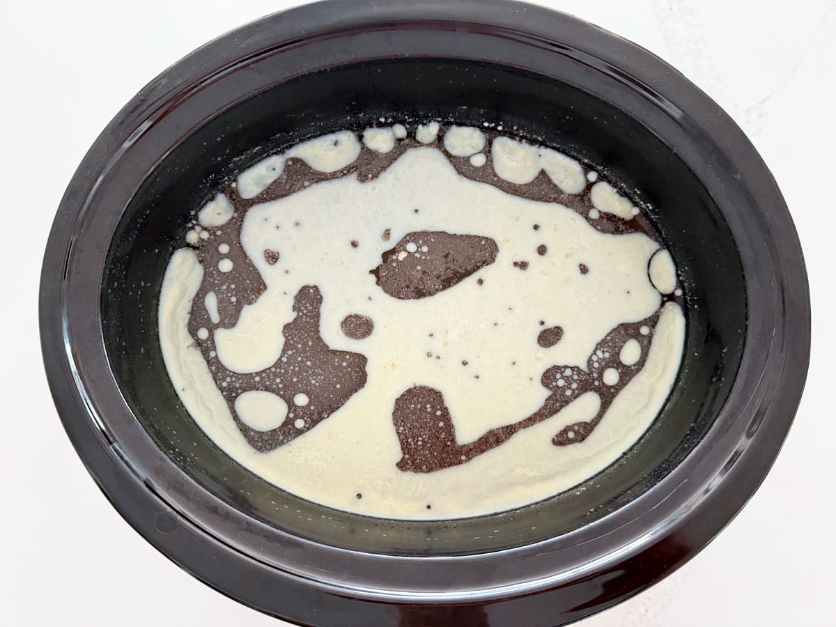 Fat layer on top of beef tongue broth.