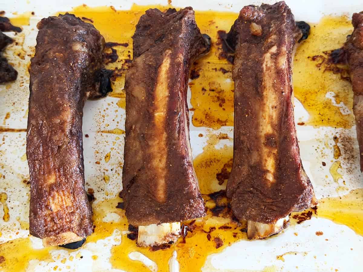 Beef back ribs have very little meat on top.